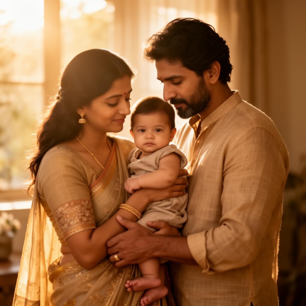 Indian parents with newborn